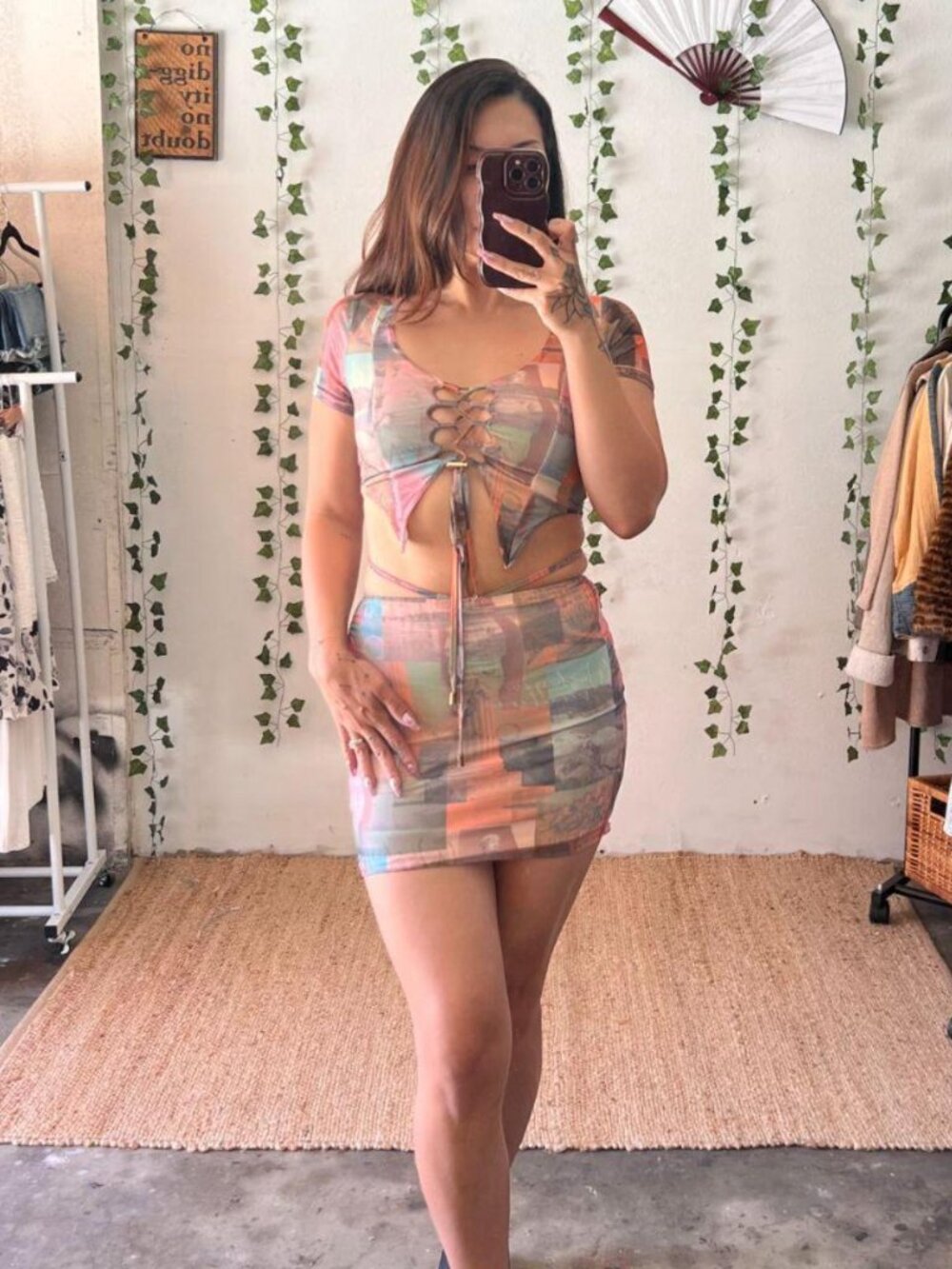 Outcast Clothing mesh lace-up mini 2 piece set – size XS